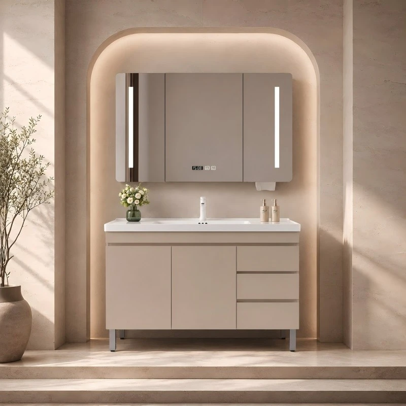 Solid Wood Floor Bathroom Cabinet factory
