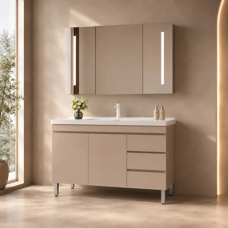 Solid Wood Floor Bathroom Cabinet high quality
