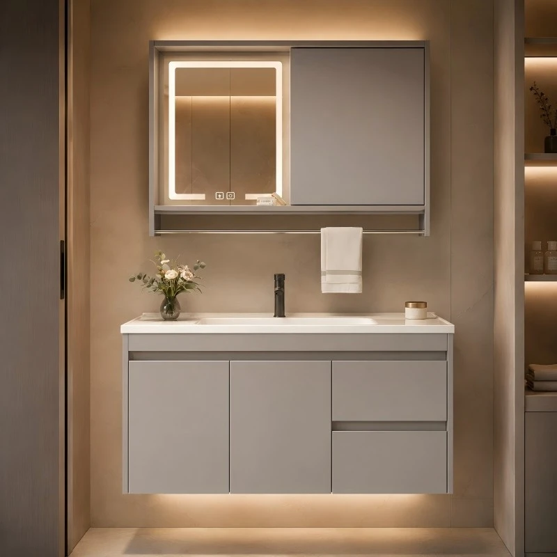 Solid Wood Wall-Hung Bathroom Cabinet factory